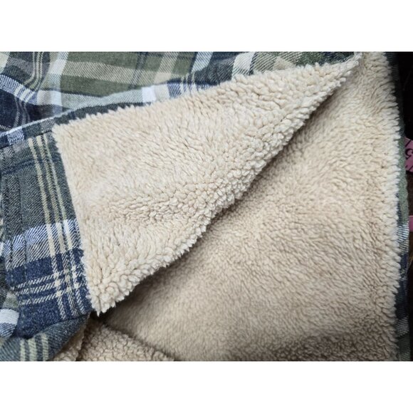 Wrangler Men's Sherpa Lined Flannel Heavyweight Shirt Jacket Chore Coat - Picture 11 of 13